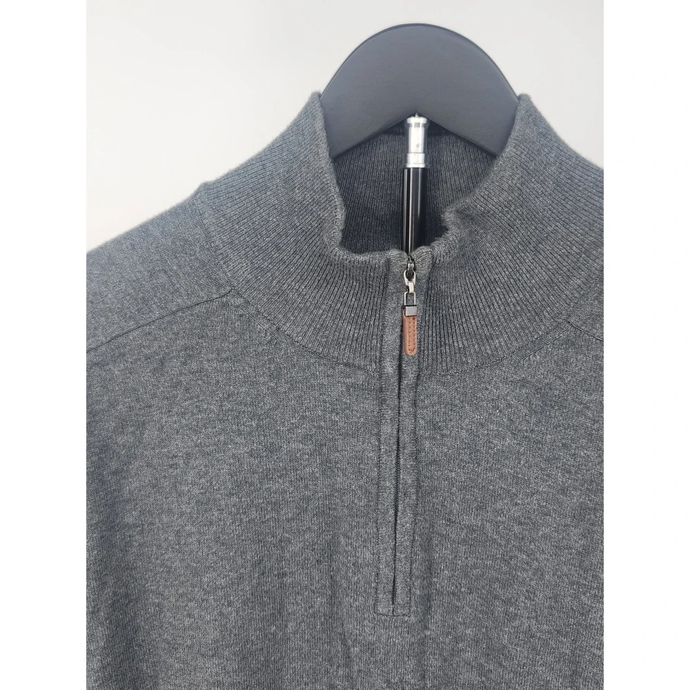 Eddie Bauer Mens Gray Supima Pima Cotton Quarter Zip Pullover Sweater Size M
